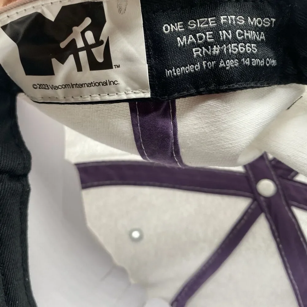 Aeon Flux Hat MTV White White Adjustable Cap Snapback Logo Casual TV Show NWOT
